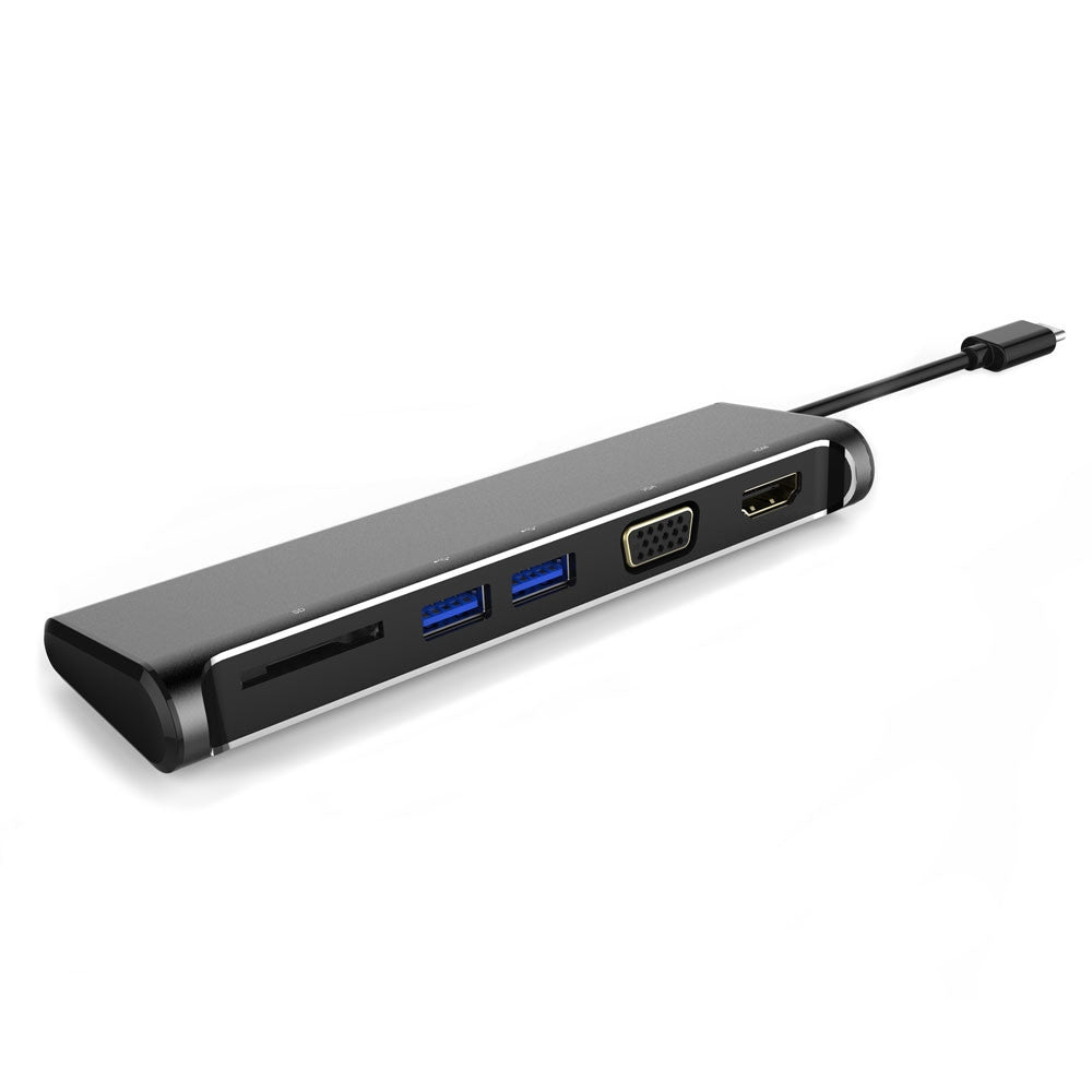 UPTab USB-C (Type C) to HDMI™ 4K, VGA, 2 USB 3.0, Card Reader Adapter - Front